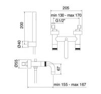 Смеситель для ванны и душа Treemme X-CHANGE 7200XR схема 1