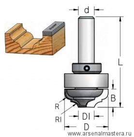 Фреза врезная профильная с подшипником 35 x 14 x 66 x 12 R5.5 WPW DM35002