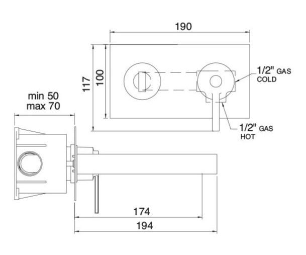 Cмеситель для раковины Treemme Time 5151TL схема 1