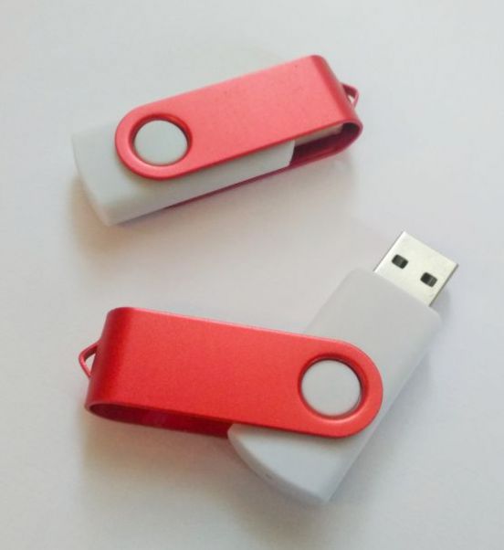 Флешка Twist Color белая с красным 8-16-32 Gb
