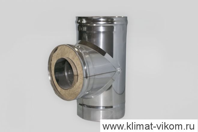 Сэндвич-тройник 90*, ф 150х250, AISI 439/Оц, 1,0мм/0,5мм