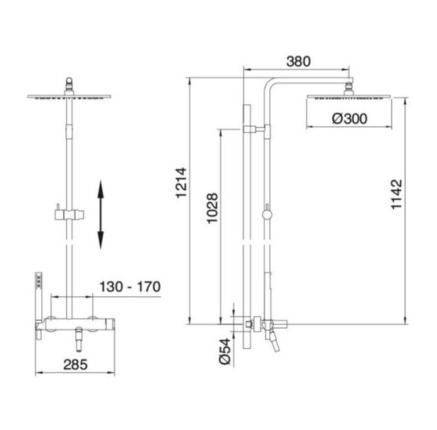 Душевая стойка Treemme Xero с тропическим душем 5460XE схема 1