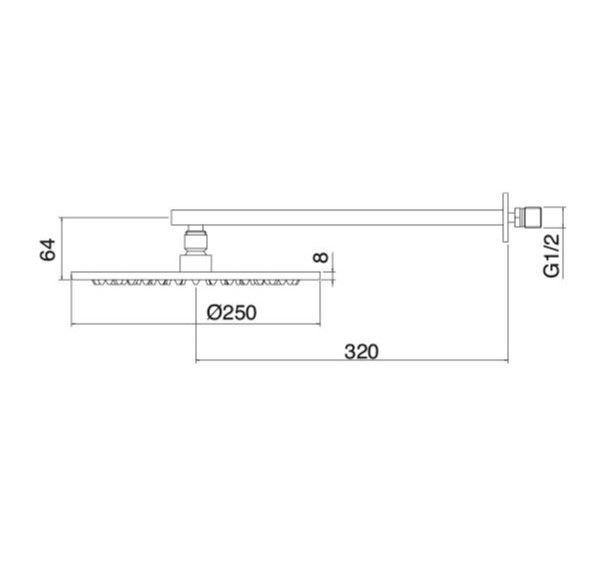 Лейка для верхнего душа Treemme Klab 2707__01 25x25 схема 1