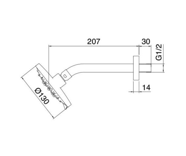 Лейка для верхнего душа Treemme X-CHANGE mono 0498 13x13 схема 1