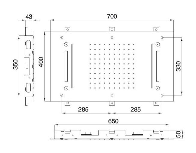 Тропический душ Treemme Showers RTBR312 70x40 с форсункой водопад и LED подсветкой схема 1