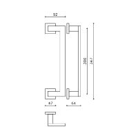Ручка-скоба Olivari Diana L207R. Длина 347 мм. схема