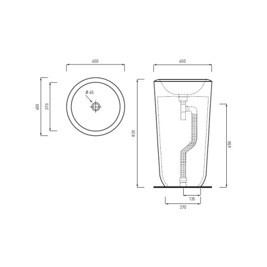 Напольная отдельностоящая раковина Cielo Fluid FLFREEC 45х45 ФОТО