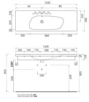 Раковина Cielo Enjoy EJLS140 подвесная или накладная 140х48 схема 1