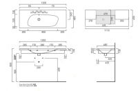 Раковина Cielo Enjoy EJLS120 подвесная или накладная 120х48 схема 1