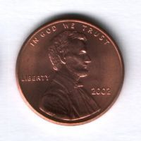 1 цент 2002 года США UNC