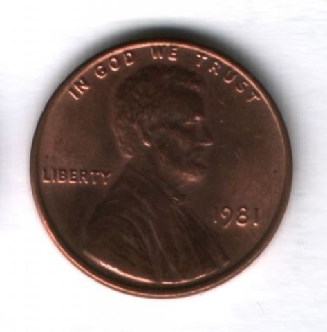 1 цент 1981 года США UNC