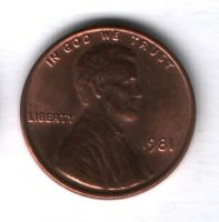 1 цент 1981 года США UNC