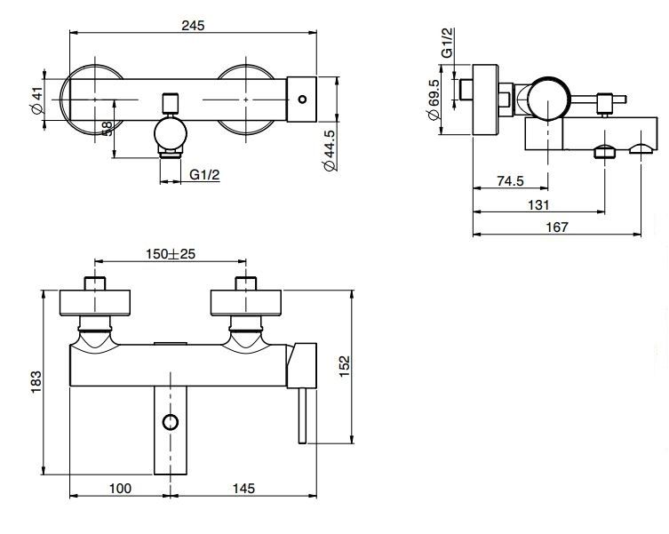 Смеситель для ванны и душа Fima carlo frattini Spillo Tech F3034G схема 1