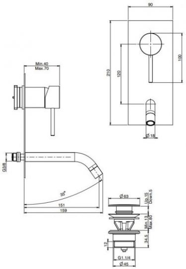 Fima carlo frattini Spillo Tech смеситель для раковины F3051VX5G ФОТО