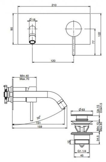 Fima carlo frattini Spillo Tech смеситель для раковины F3051X5G ФОТО