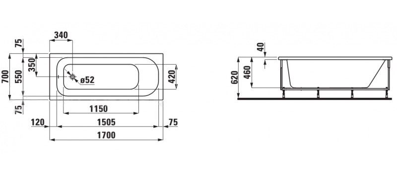 Laufen Laufen Solutions 2.2250. ванна 170 см 70 см ФОТО