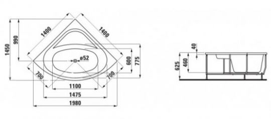 Ванна Laufen Laufen Solutions 2.4250 140 на 140 см ФОТО