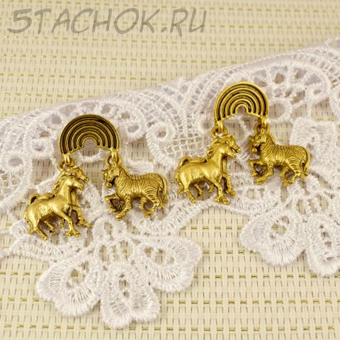 Серьги-гвоздики "Животные ковчега" цвет античного золота (Danecraft США)