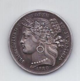 1 песо 1880 года Перу
