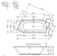 Ванна Mauersberger 1112000101 Ovata asym 205x80 схема 1