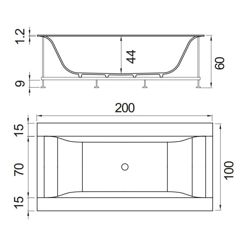 Ванна Hafro Rio 700 2RIC8N 200х100 схема 1