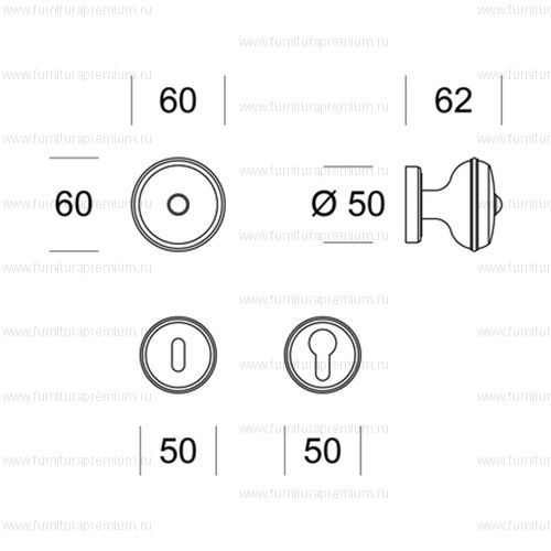 Ручка-кноб Salice Paolo Tudor 2700