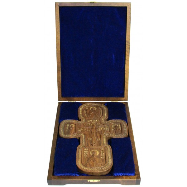 Распятие настенное c предстоящими из мореного дуба 21*29 см (Россия) в подарочной коробке