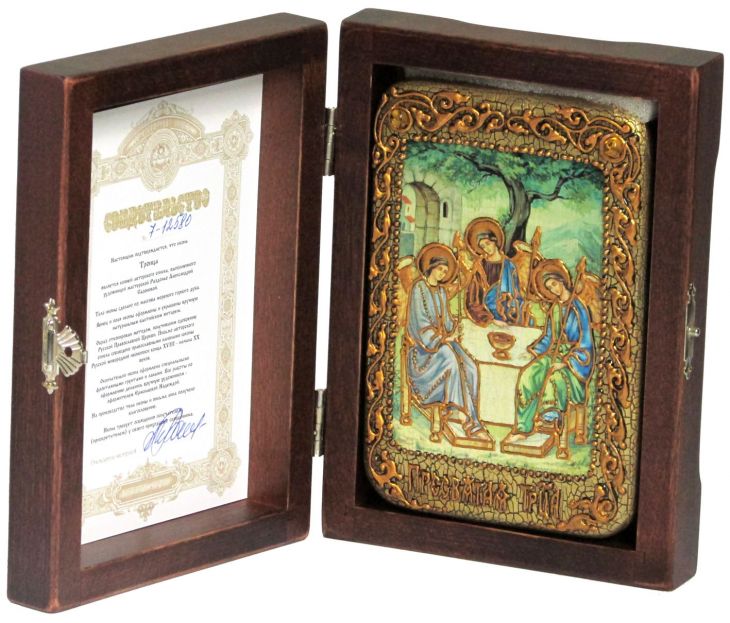 Настольная икона "Троица" на мореном дубе