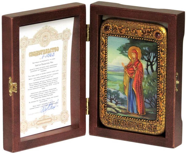 Настольная икона "Святая праматерь Ева" на мореном дубе