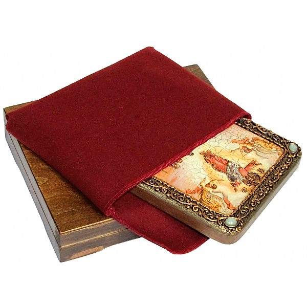 Инкрустированная рукописная икона Вознесение Господне (15*20 см, Россия) на натуральном мореном дубе, в подарочной коробке