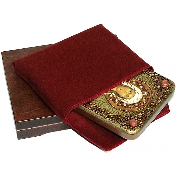 Инкрустированная рукописная икона Святая мученица Валентина Кесарийская (15*20 см, Россия) на натуральном мореном дубе, в подарочной коробке