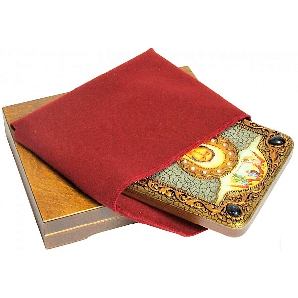 Инкрустированная настольная икона Святая великомученица Анастасия Узорешительница (15*20 см, Россия) на натуральном мореном дубе, в подарочной коробке