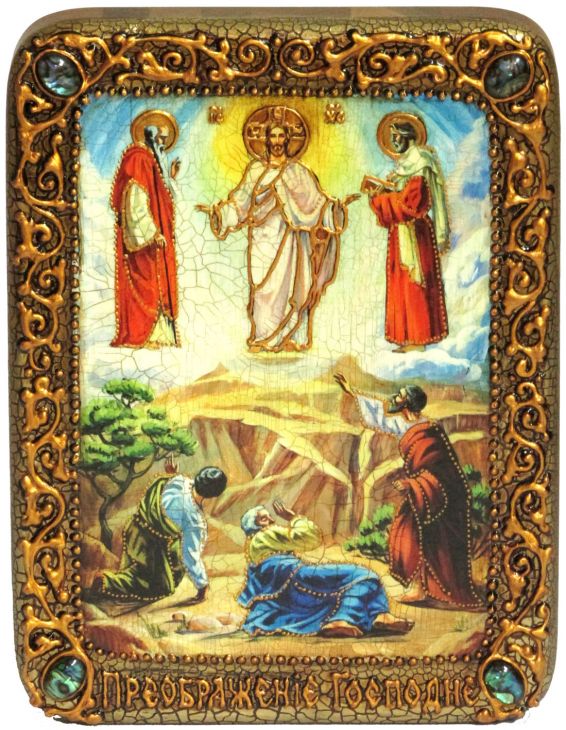 Подарочная икона "Преображение Господне" на мореном дубе (15*20 см, Россия)