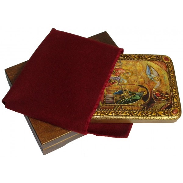 Инкрустированная настольная икона Введение Во Храм Богородицы (15*20 см, Россия) на натуральном мореном дубе, в подарочной коробке