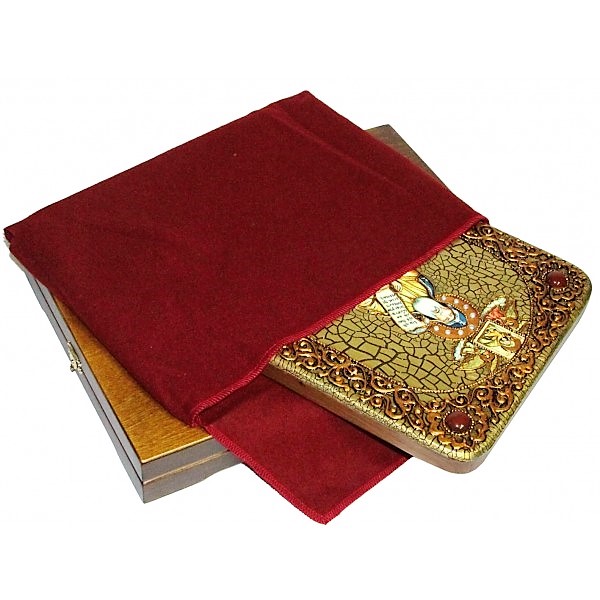 Инкрустированная икона Преподобный Никита Столпник, Переславский чудотворец (21*29 см, Россия) на натуральном мореном дубе, в подарочной коробке