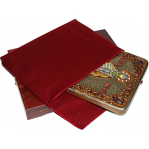 Инкрустированная икона Святой равноапостольный Кирилл Философ (21*29 см, Россия) на натуральном мореном дубе, в подарочной коробке