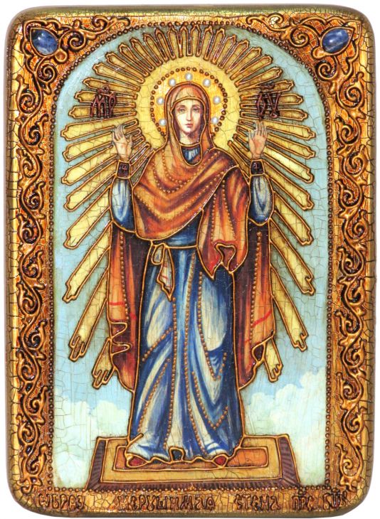 Подарочная икона Божией Матери «Нерушимая Стена» на мореном дубе