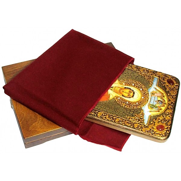 Инкрустированная настольная икона Святая великомученица Анастасия Узорешительница (21*29 см, Россия) на натуральном мореном дубе, в подарочной коробке