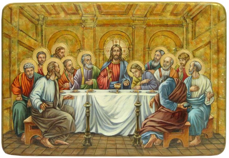 Живописная икона "Тайная вечеря" на кипарисе