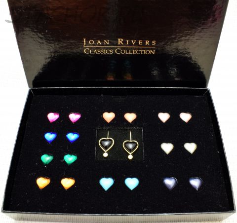 Серьги сердечки с комплектом из 10 сменных камушков (Joan Rivers США)