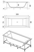 Ванна Hafro Rio 700 2RIC6N 200x95 схема 1