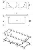 Ванна Hafro Rio 600 2RIB7N 190x90 схема 1