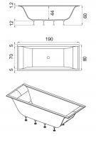 Итальянская дизайнерская Ванна Hafro Rio 700 2RIA5N2 190x80 схема 1