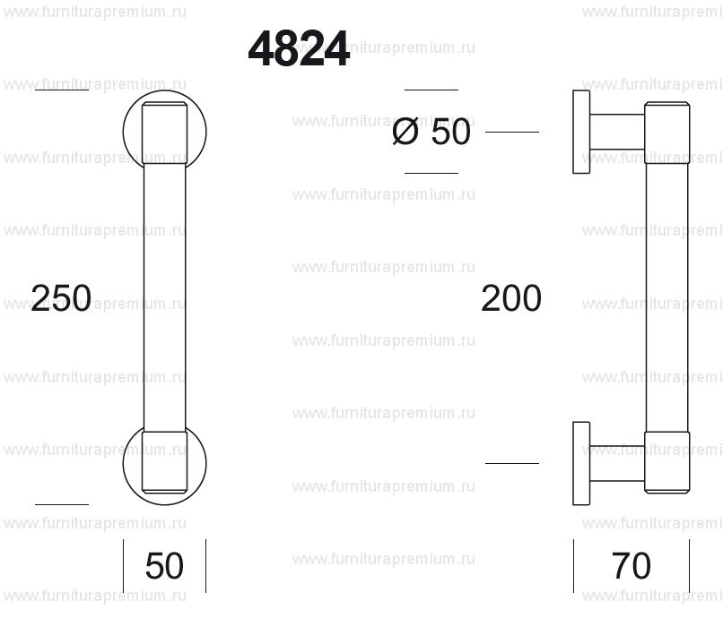 Ручка-скоба Salice Paolo Ghost 4824. Длина 250 мм.