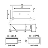 Ванна Hafro ERA PLUS 2ERA2 170x75 схема 1