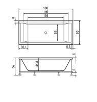 Ванна Hafro ERA PLUS 2ERA3N 180x80 схема 1