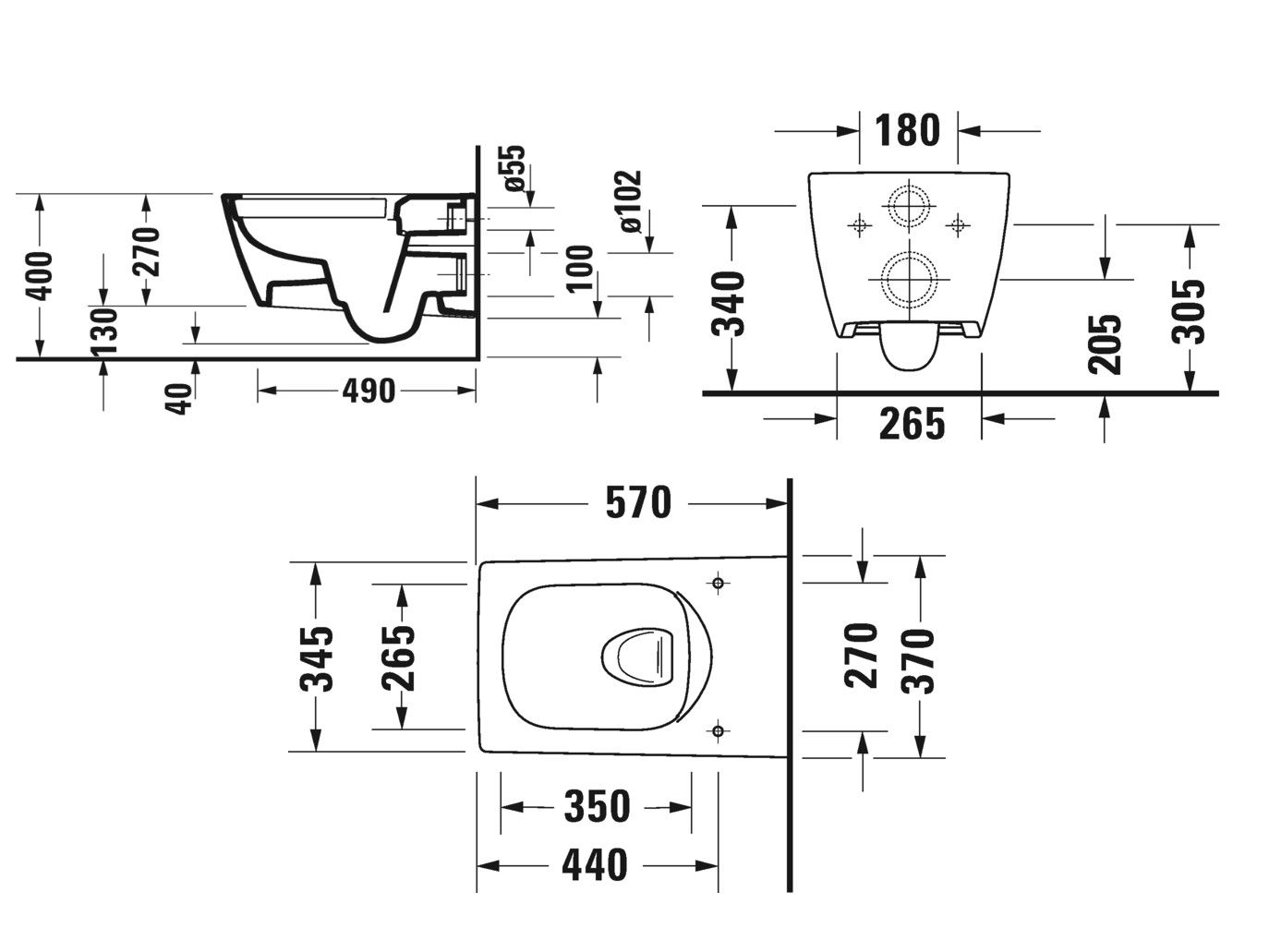 Унитаз Duravit Viu Rimless 251109 схема 1