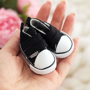 Обувь для кукол Кеды 5 см на липучках (черные) УЦЕНКА!