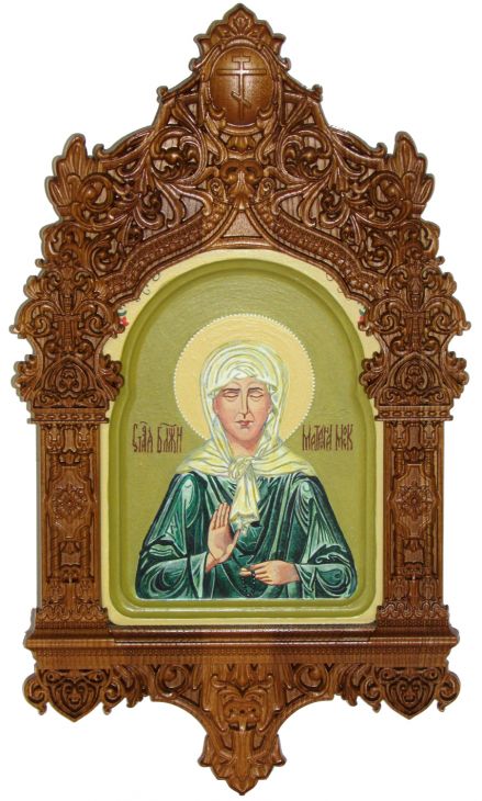 Рукописная икона "Блаженная старица Матрона Московская" на кипарисе
