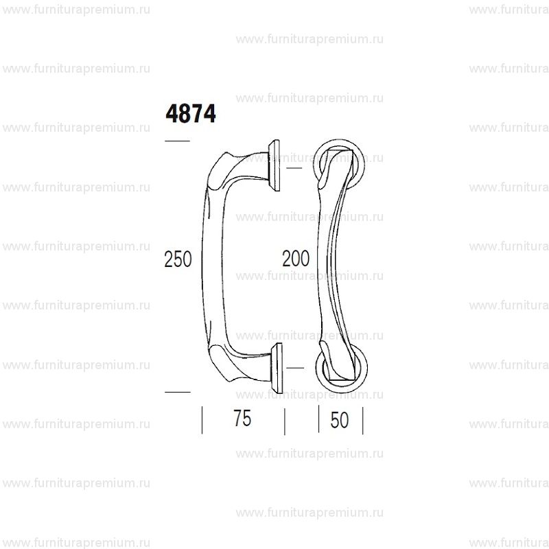 Ручка-скоба Salice Paolo Anatomica 4874. Длина 250 мм.
